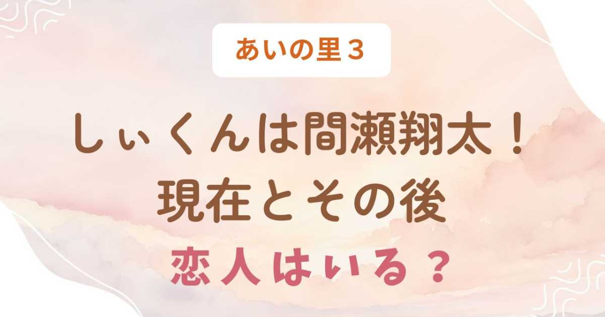 あいの里3・しぃくんの現在とその後は？間瀬翔太の経歴と看護の仕事