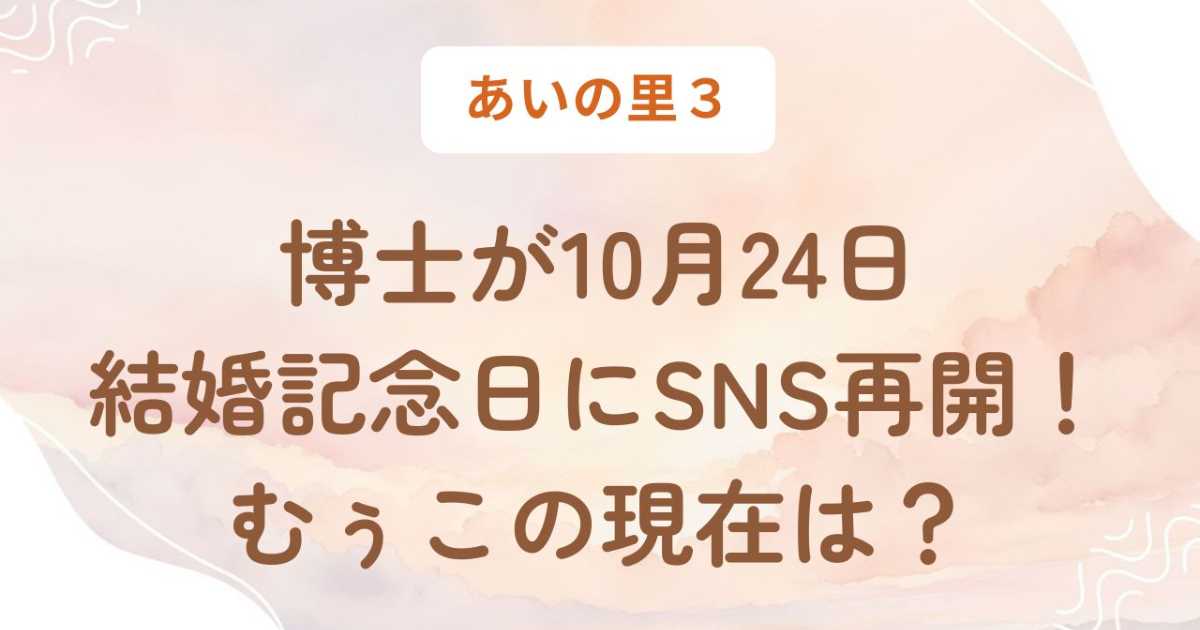 あいの里3の博士が結婚記念日にSNS再開！むぅこの現在は？